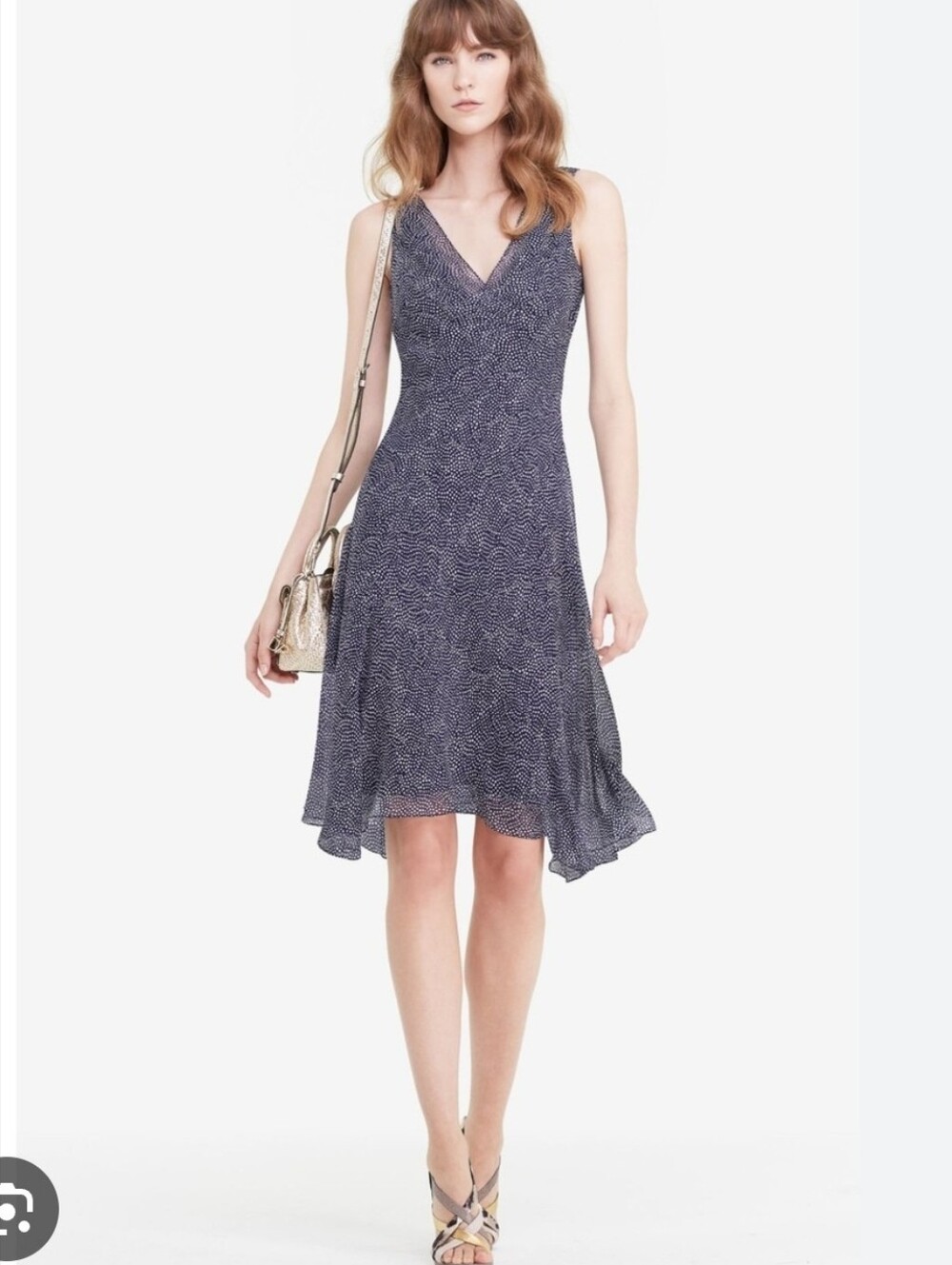 Diane Von Furstenberg Navy Silk Bias Cut Dress Size 6 BNWT